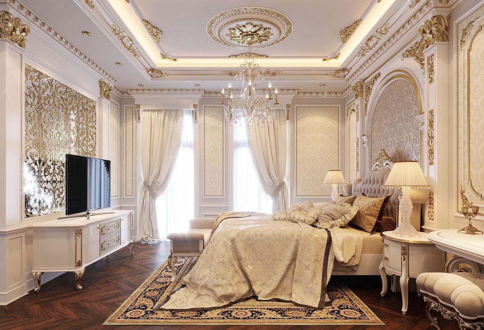 Rèm vải tạo nên sự cao cấp, sang trọng và không gian riêng biệt cho ngôi biệt thự cổ điển