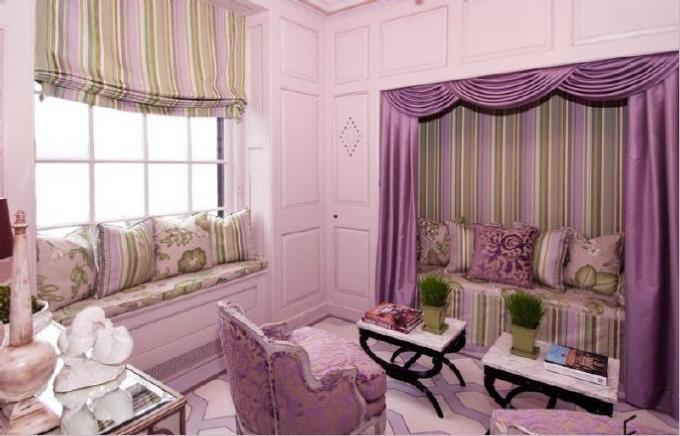 Ý tưởng thiết kế nội thất với rèm cửa sắc tím nhẹ nhàng